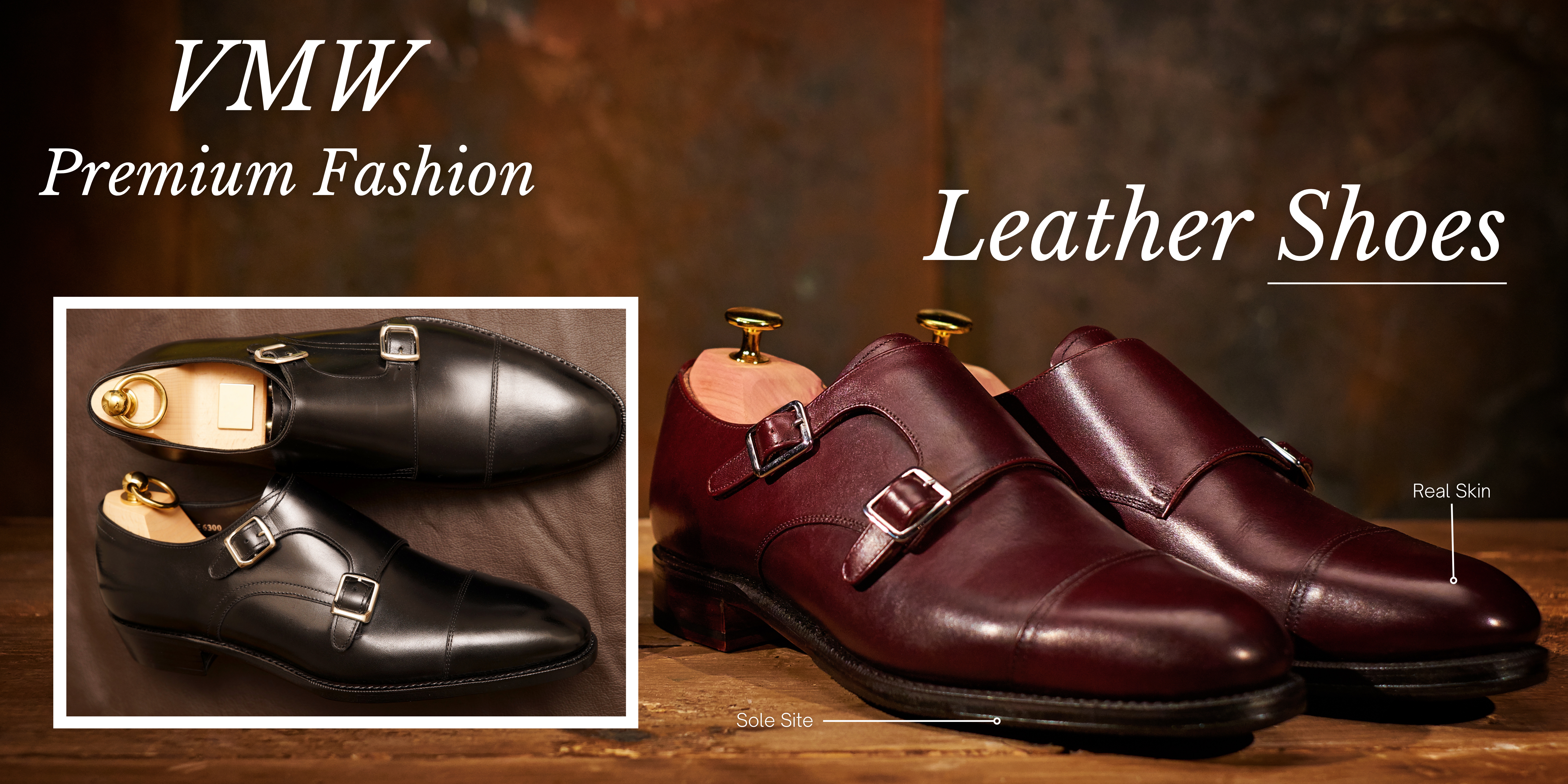 Brown and White Modern Fashion Collection Leather Shoes Banner Landscape (1)