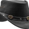 Men Black Leather HAT