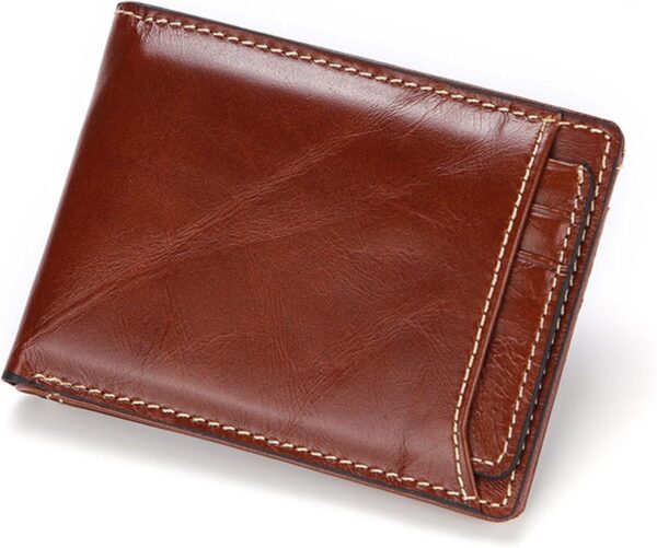 VMW Men Wallets with Coin Pocket Zipper Brouwn Leather Wallets